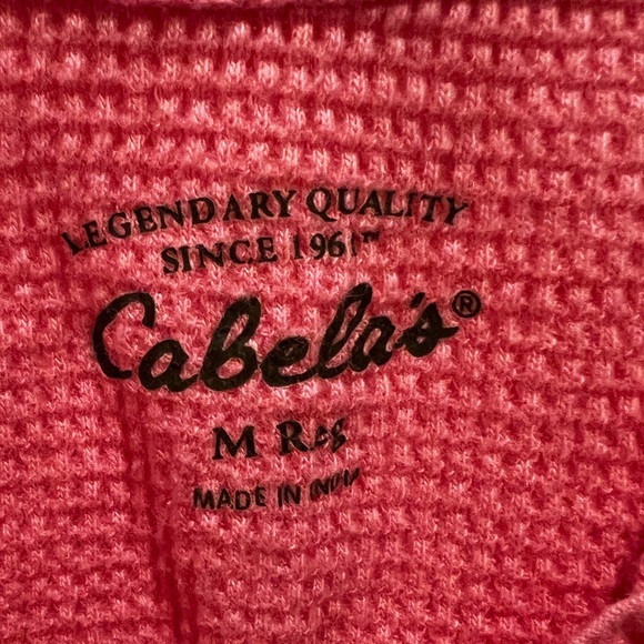 EUC Womens Pink Cabela’s Waffle Knit V Neck Long Sleeve Shirt! - Picture 7 of 7